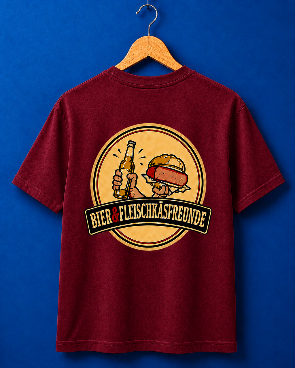 Bier&Fleischkäsfreunde T-Shirt Weinrot 180g/m ²