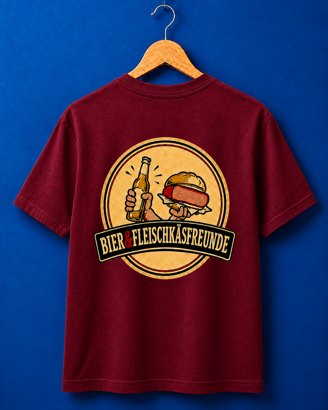 Bier&Fleischkäsfreunde T-Shirt Weinrot 180g/m ²