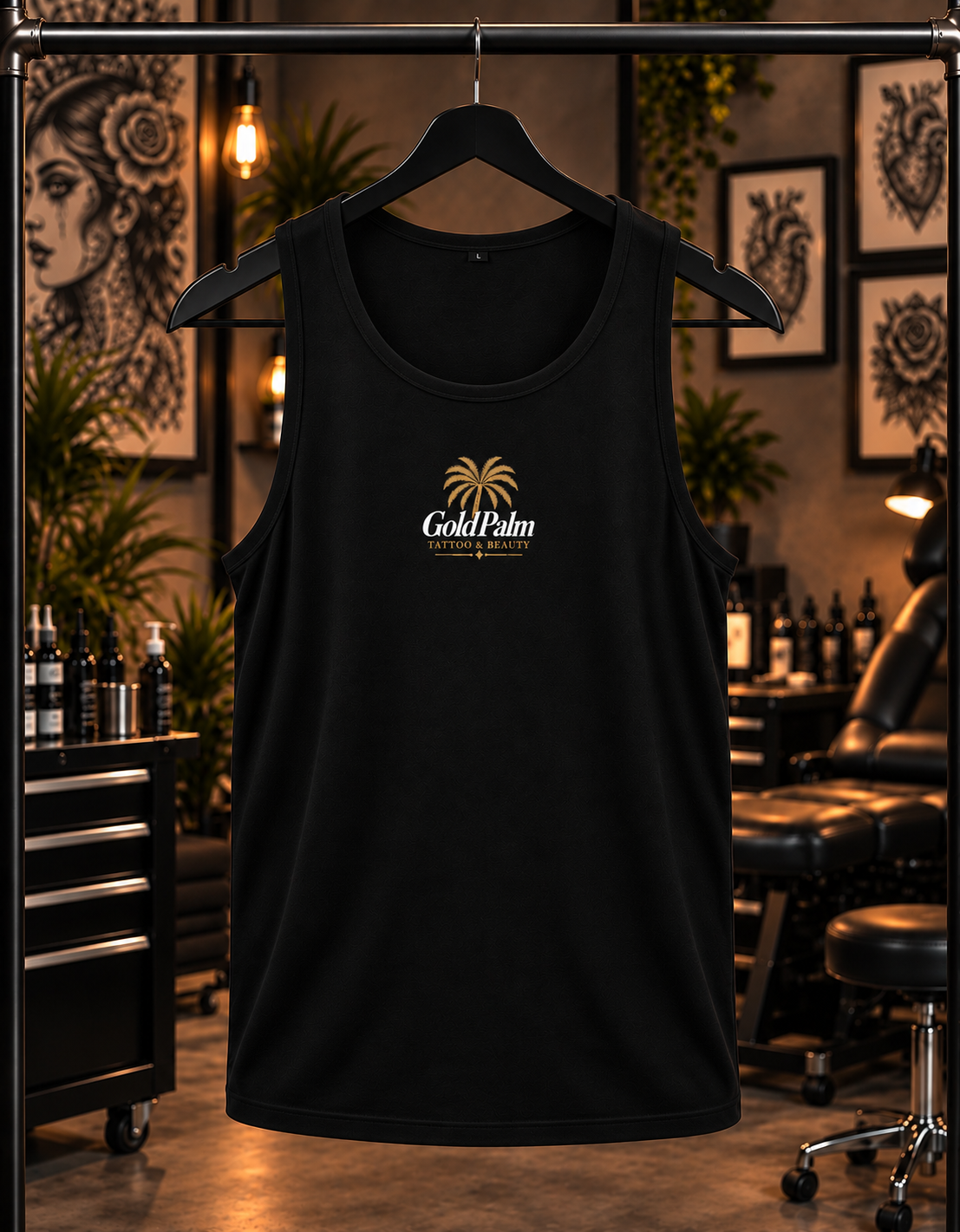 Freeezy Gold Palm Tank T-Shirt Schwarz