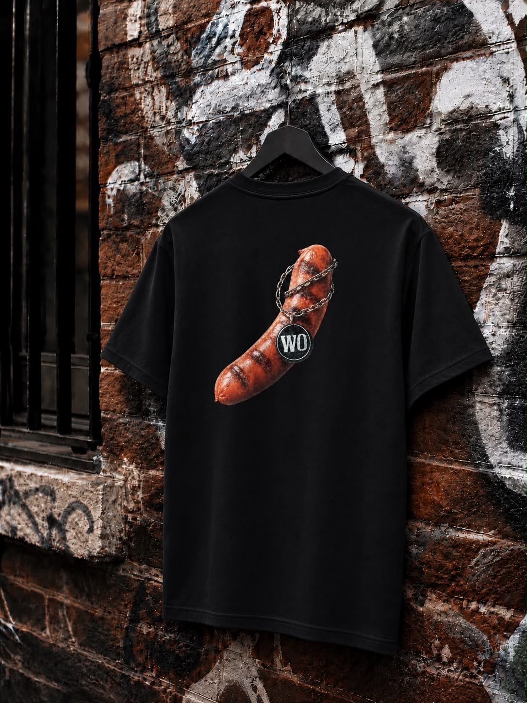 WO Bratwurst Oversized T-Shirt – Schwarz 240g/m²