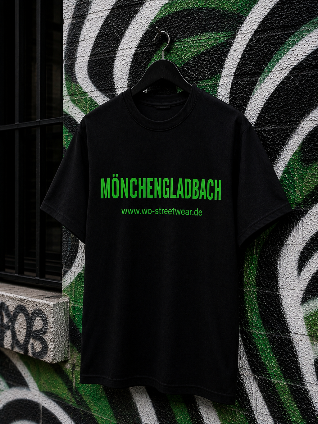 MÖNCHENGLADBACH T-Shirt — Schwarz 150g/m²