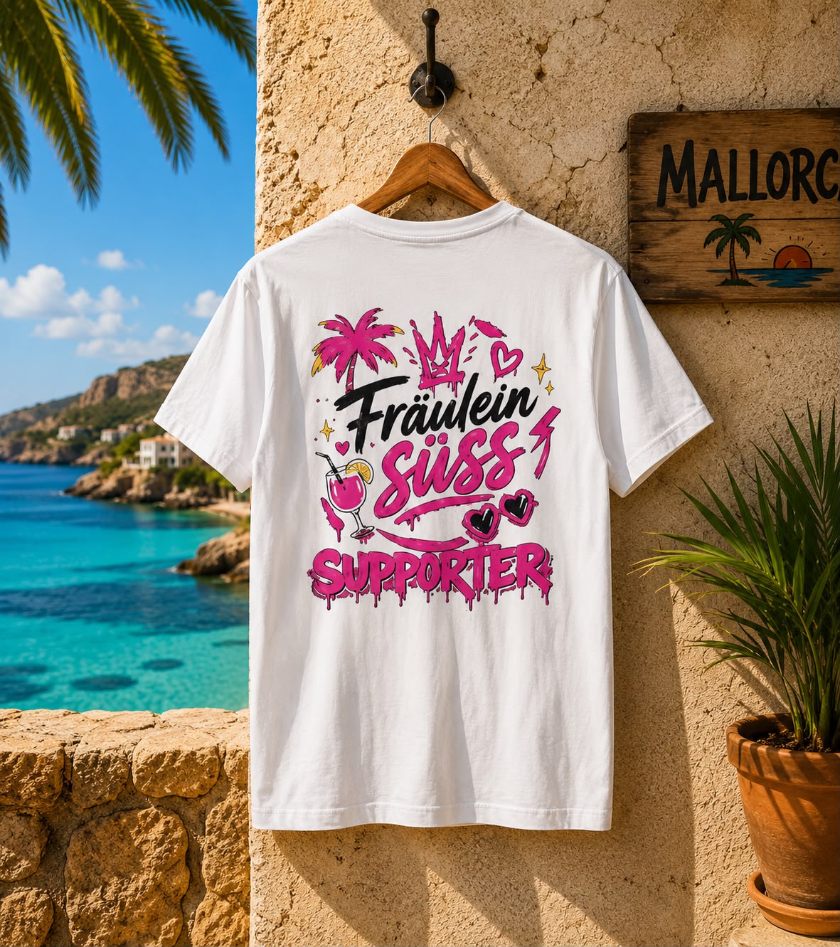 Fräulein Süss Ballern Oversized T-Shirt Weiẞ 240g/m²