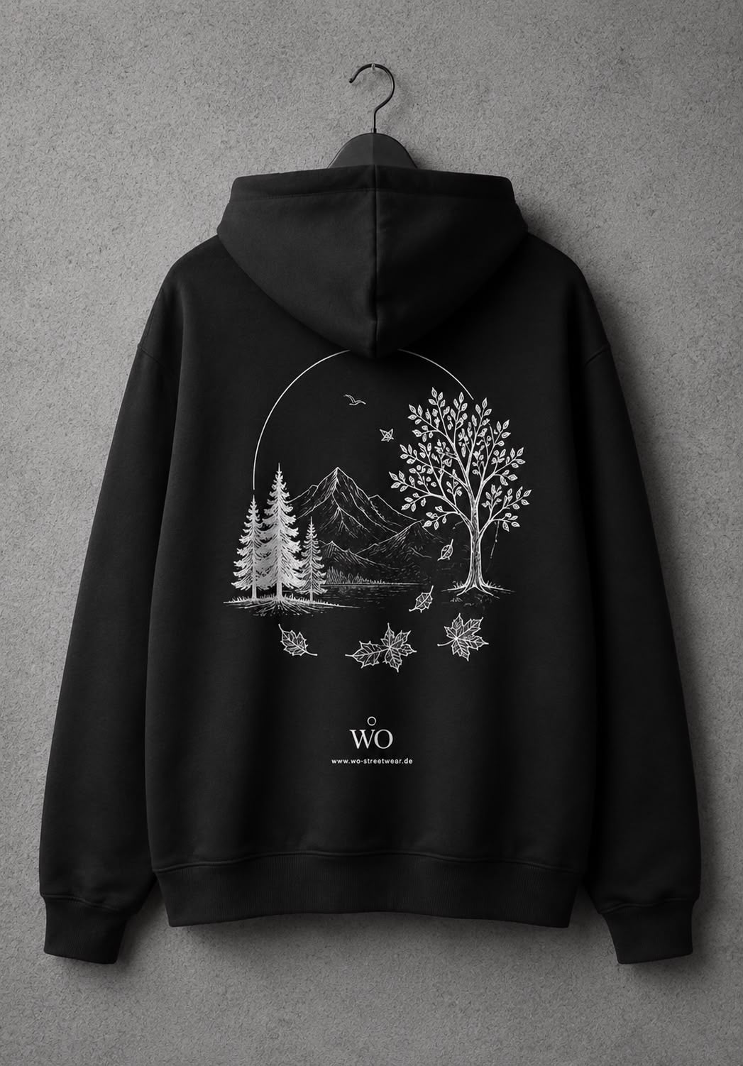 WO Camping Fluffy Oversized Hoodie Schwarz 330g/m²