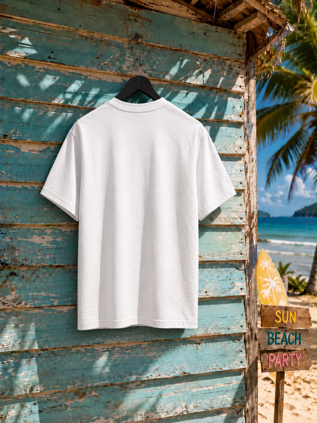 DJ BENE Feel The Beat – Feel The Summer  Oversized T-Shirt Weiß 240g/m²