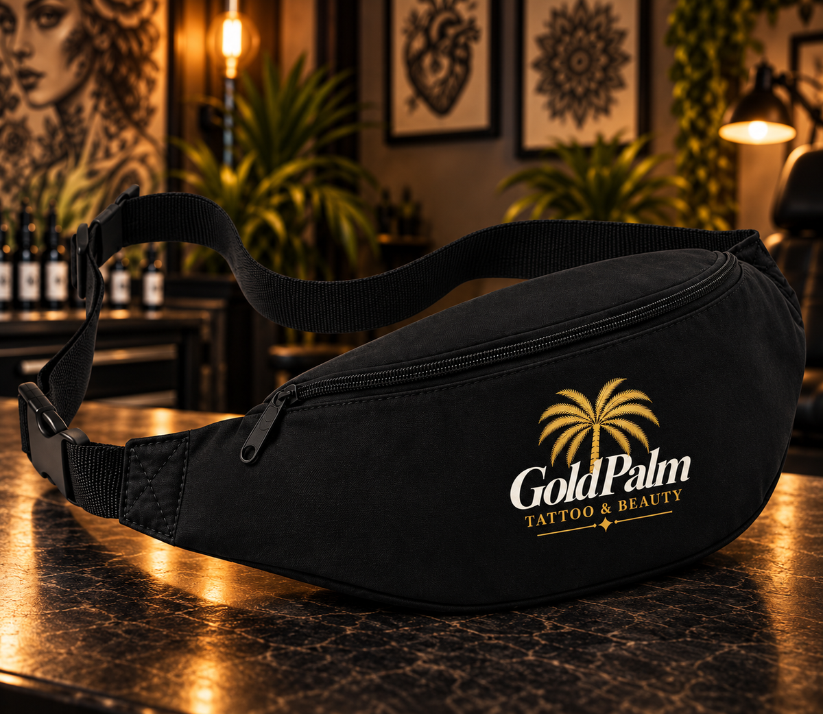 Freeezy Gold Palm Bauchtasche Schwarz