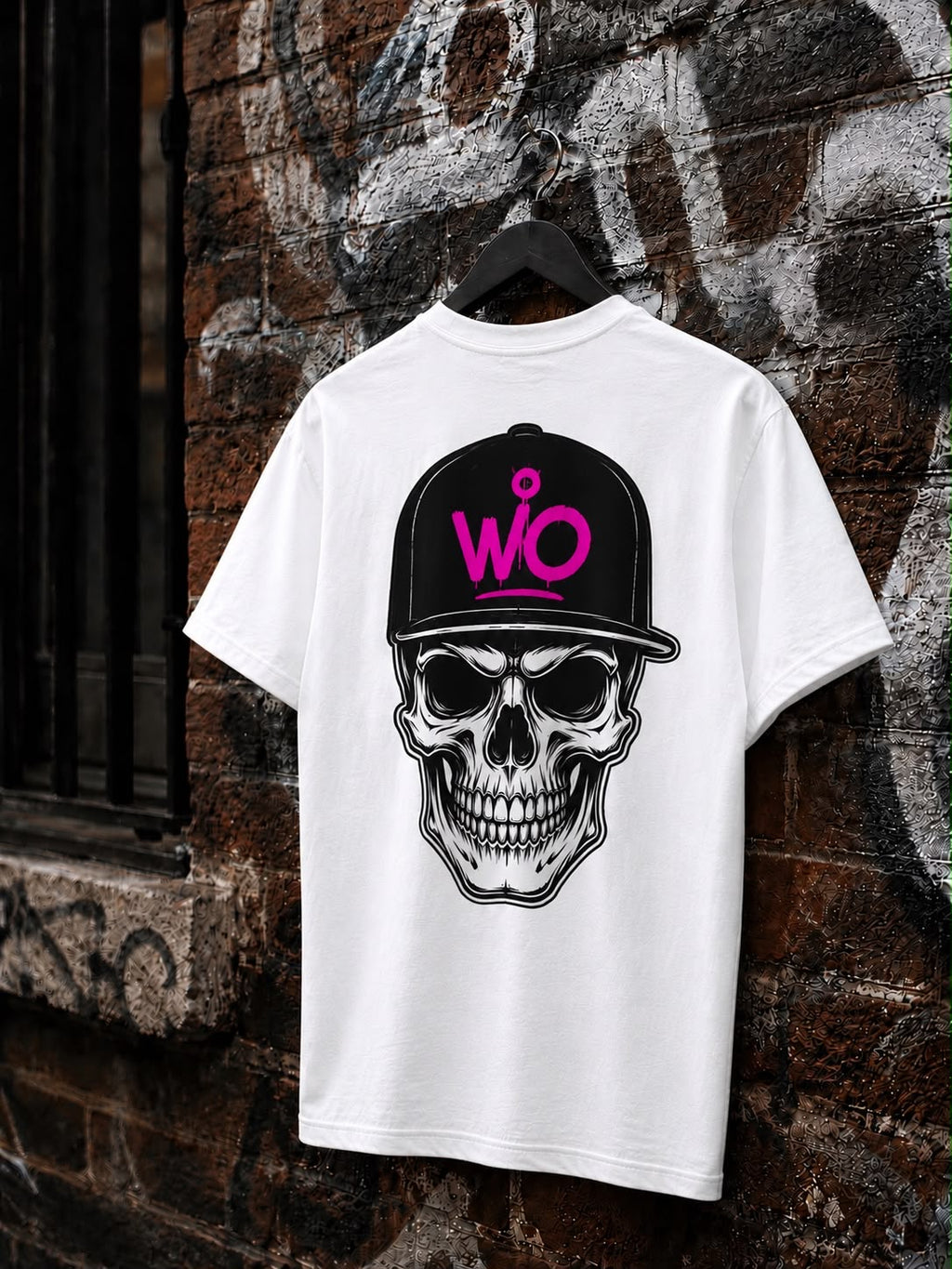 WO Skull Cap Oversized T-Shirt Weiß 240g/m²