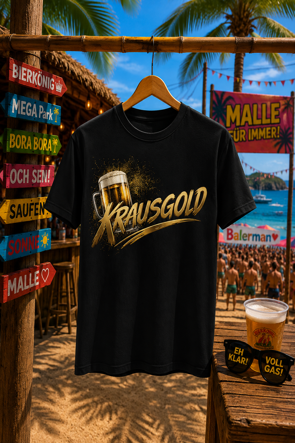 KRAUSGOLD T-Shirt Schwarz 150g/m²