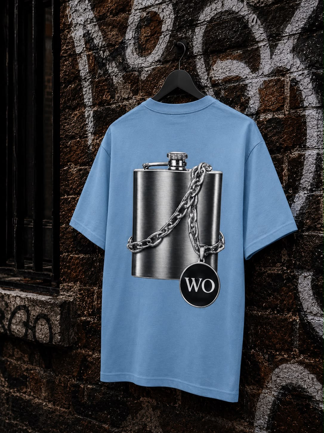 WO Flachmann Oversized T-Shirt – Hellblau 240g/m²