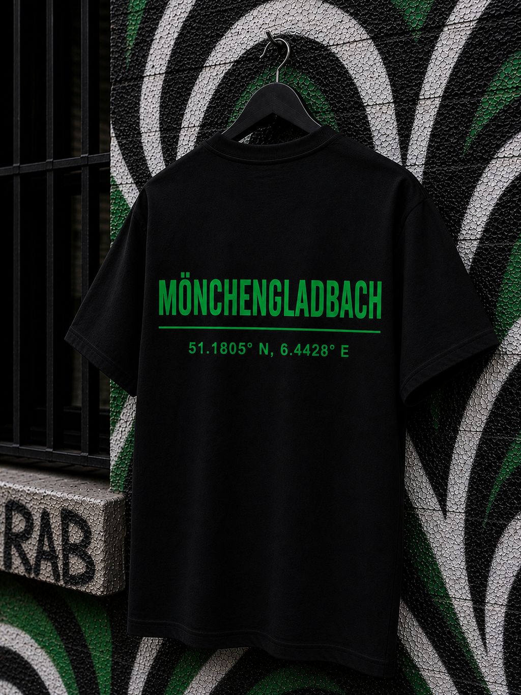 MÖNCHENGLADBACH T-Shirt — Schwarz 150g/m²