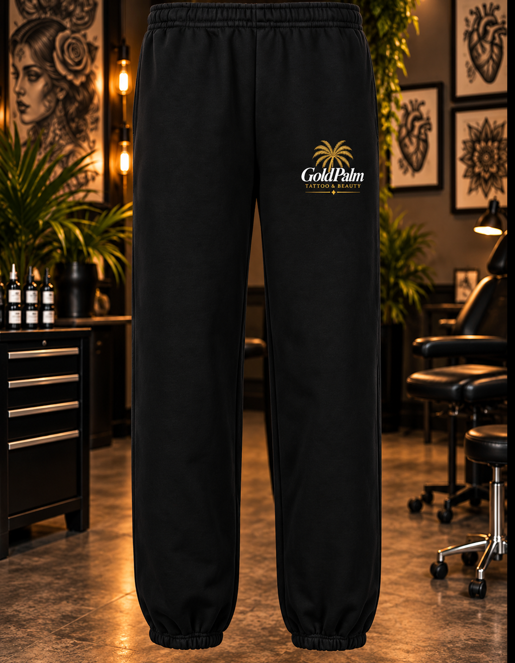 Freeezy Gold Palm Fluffy Jogginghose Schwarz