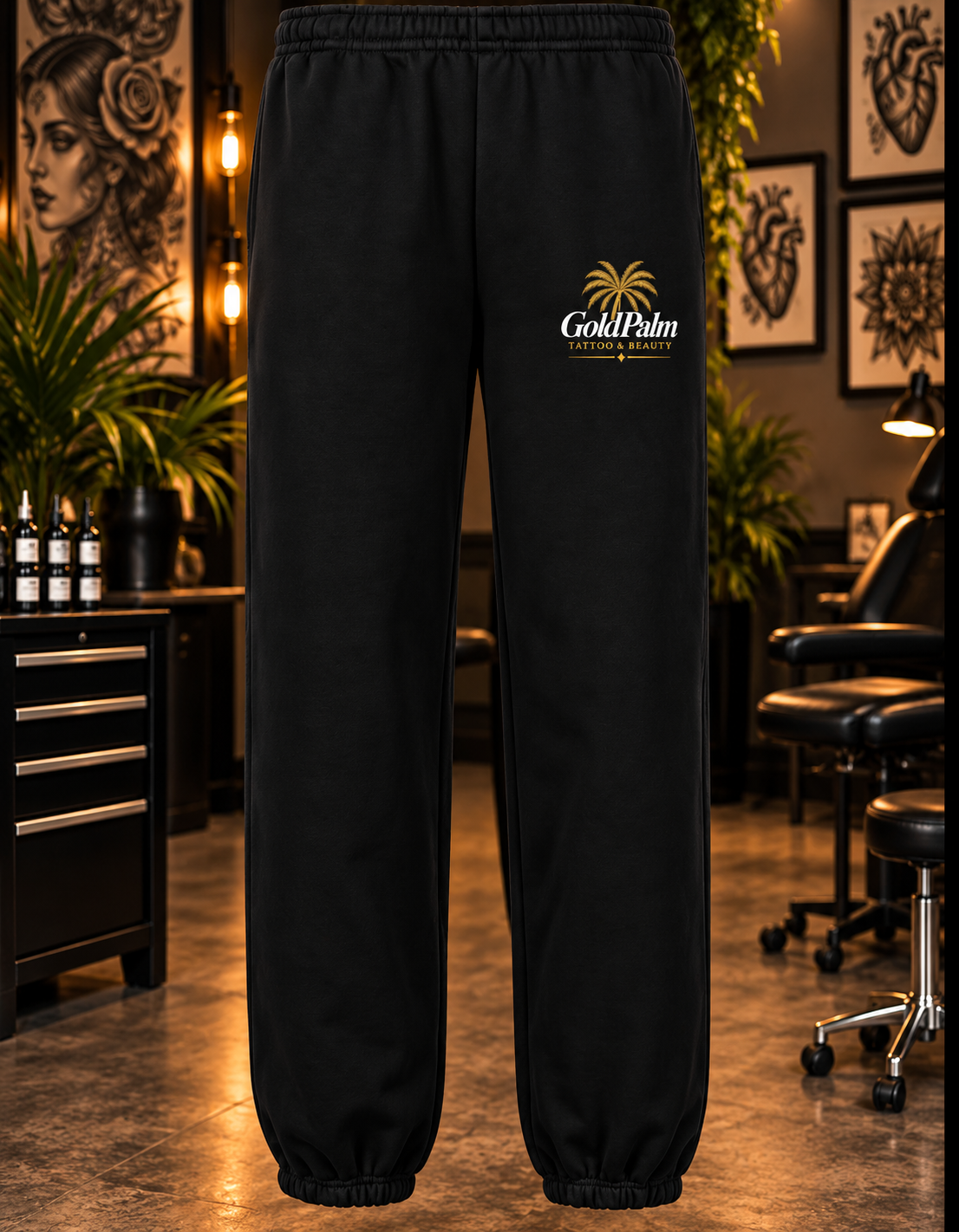 Freeezy Gold Palm Fluffy Jogginghose Schwarz