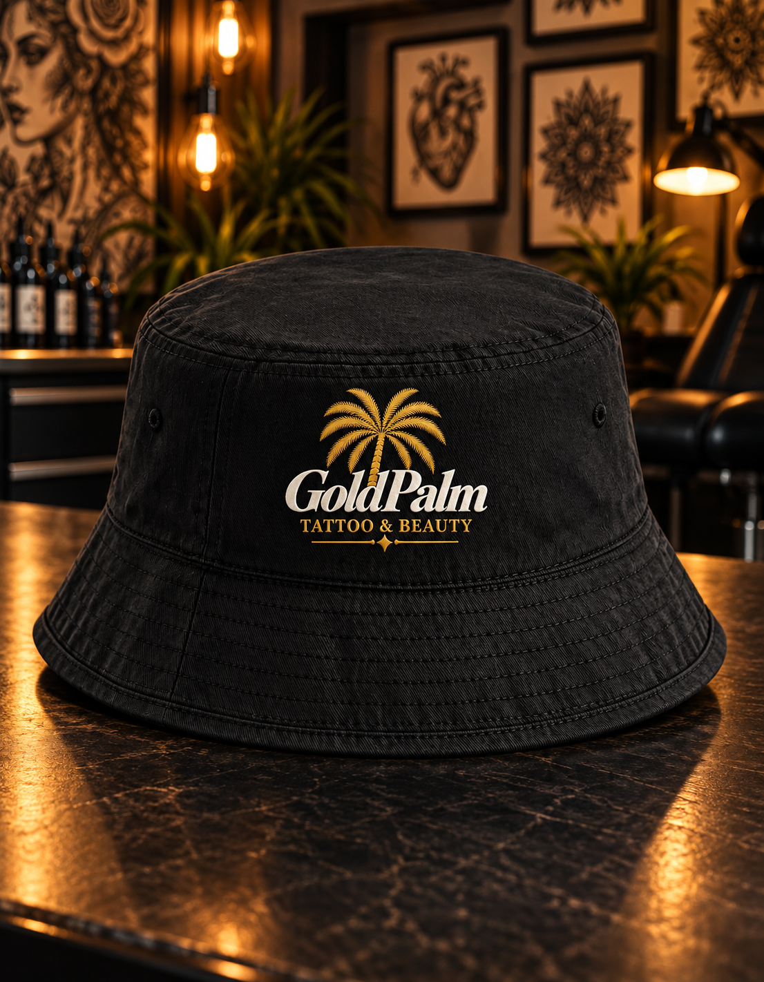 Freeezy Gold Palm Fischerhut Schwarz