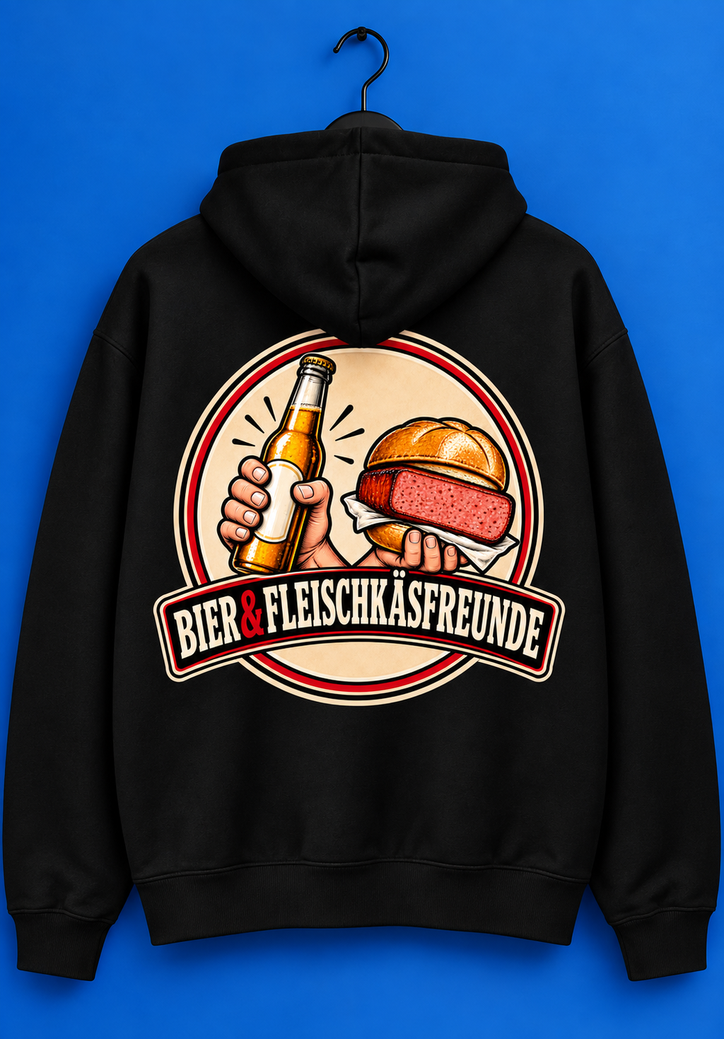 Bier&Fleischkäsfreunde Fluffy Oversized Hoodie Schwarz 330g/m²