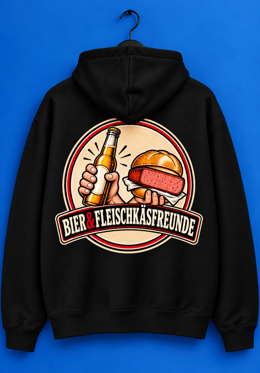 Bier&Fleischkäsfreunde Fluffy Oversized Hoodie Schwarz 330g/m²