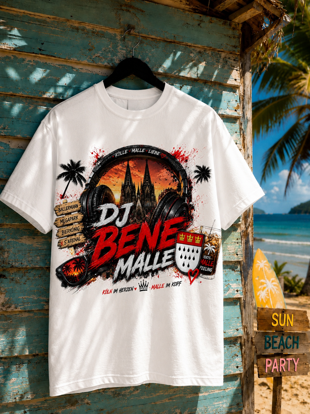 DJ BENE Malle T-Shirt Weiss 180g/m²