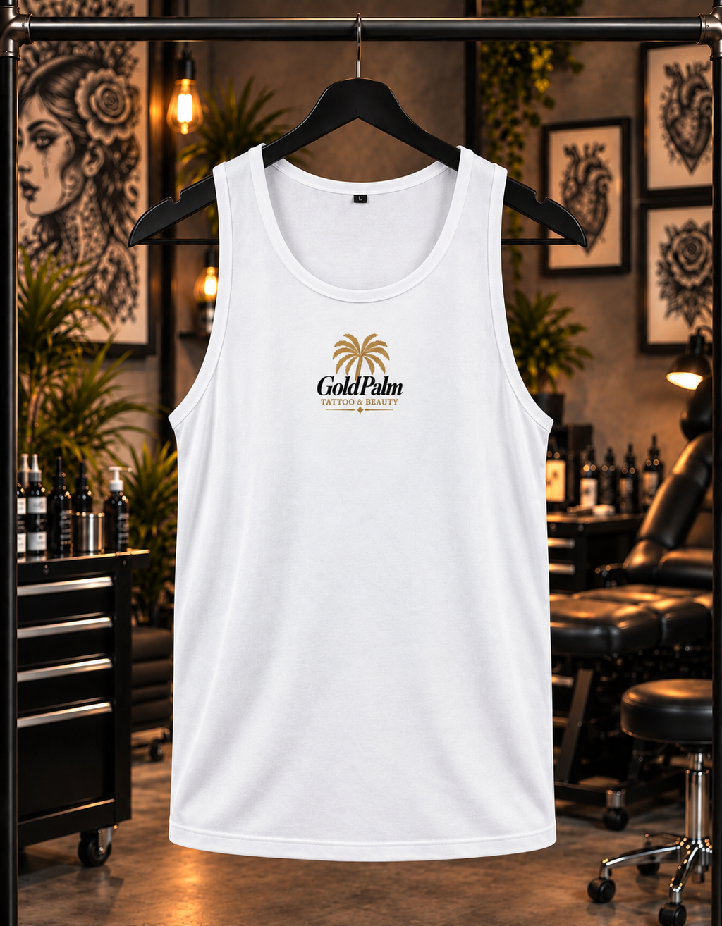 Freeezy Gold Palm Tank T-Shirt Weiß