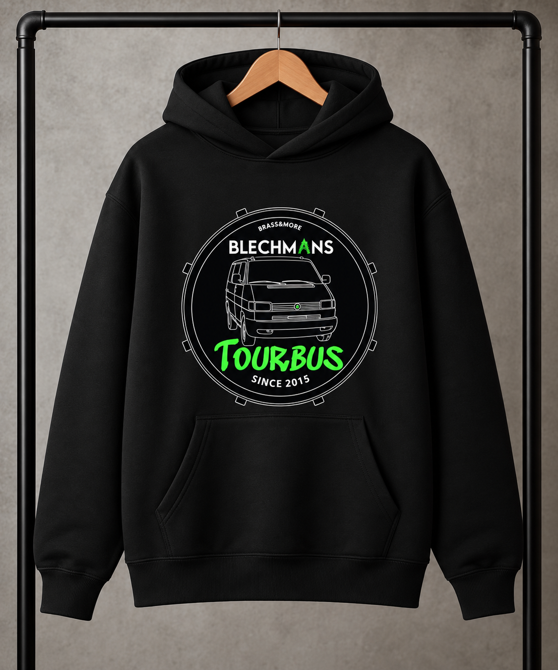 BLECHMÄNS TOURBUS Fluffy Oversized Hoodie Schwarz 330g/m²