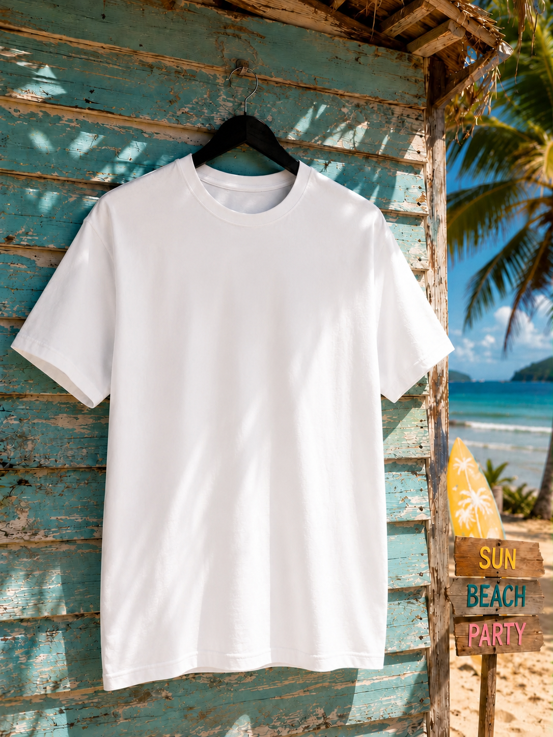 DJ BENE Feel The Beat – Feel The Summer  Oversized T-Shirt Weiß 240g/m²