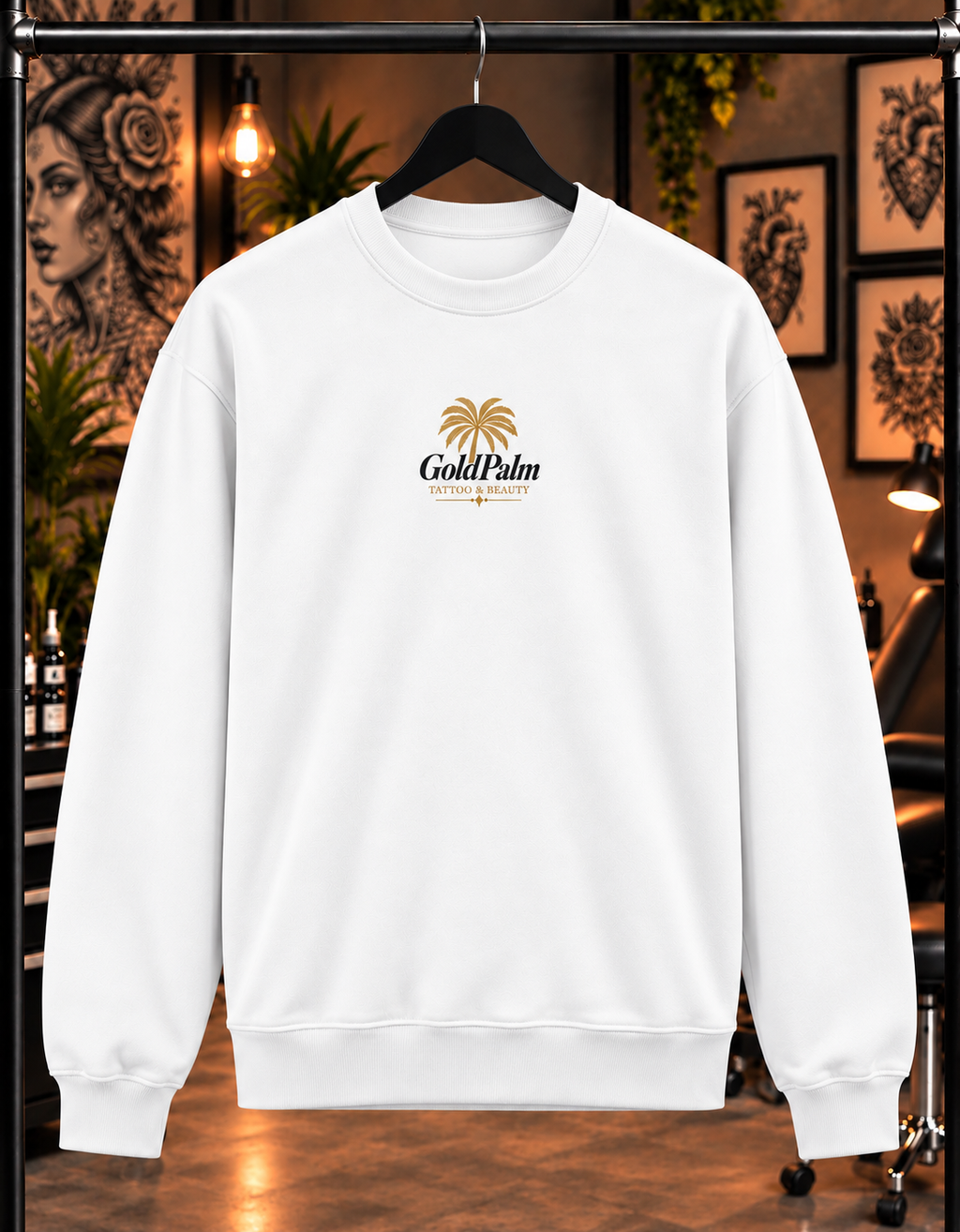 Freeezy Gold Palm Fluffy Sweatshirt Weiß 300g/m²