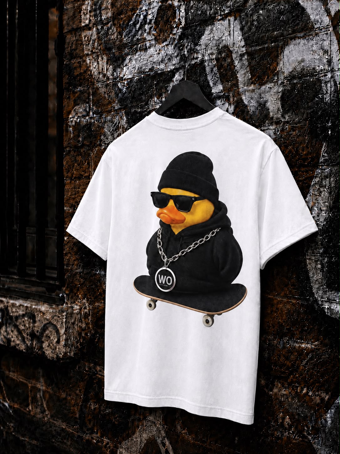 WO Ente Oversized T-Shirt – Weiß 240g/m²