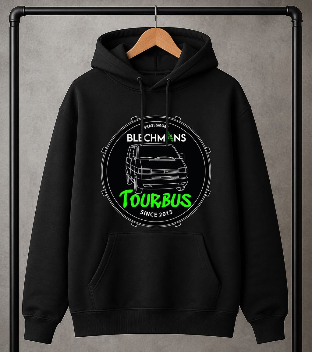 BLECHMÄNS TOURBUS Fluffy Oversized Hoodie Schwarz 330g/m²
