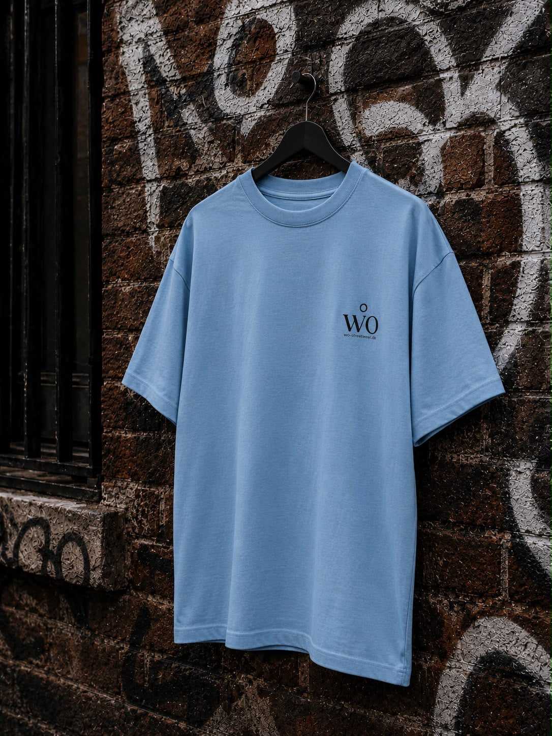 WO Flachmann Oversized T-Shirt – Hellblau 240g/m²
