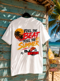 DJ BENE Feel The Beat – Feel The Summer  Oversized T-Shirt Weiß 240g/m²